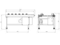 Portable machine F3 for double standing seam system. With cross cutting knife and radius rolls