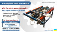 Standing seam metal roof machine F3 with length measuring device. Roofing panel’s production
