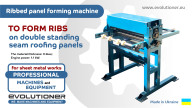 Ribbed panel forming machine. Production of ribs on standing seam roofing panel