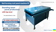 Roll forming roof panel machine F3 with top cover. Standing seam panel production