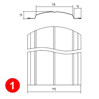 Fence profile with 1 stiffening rib